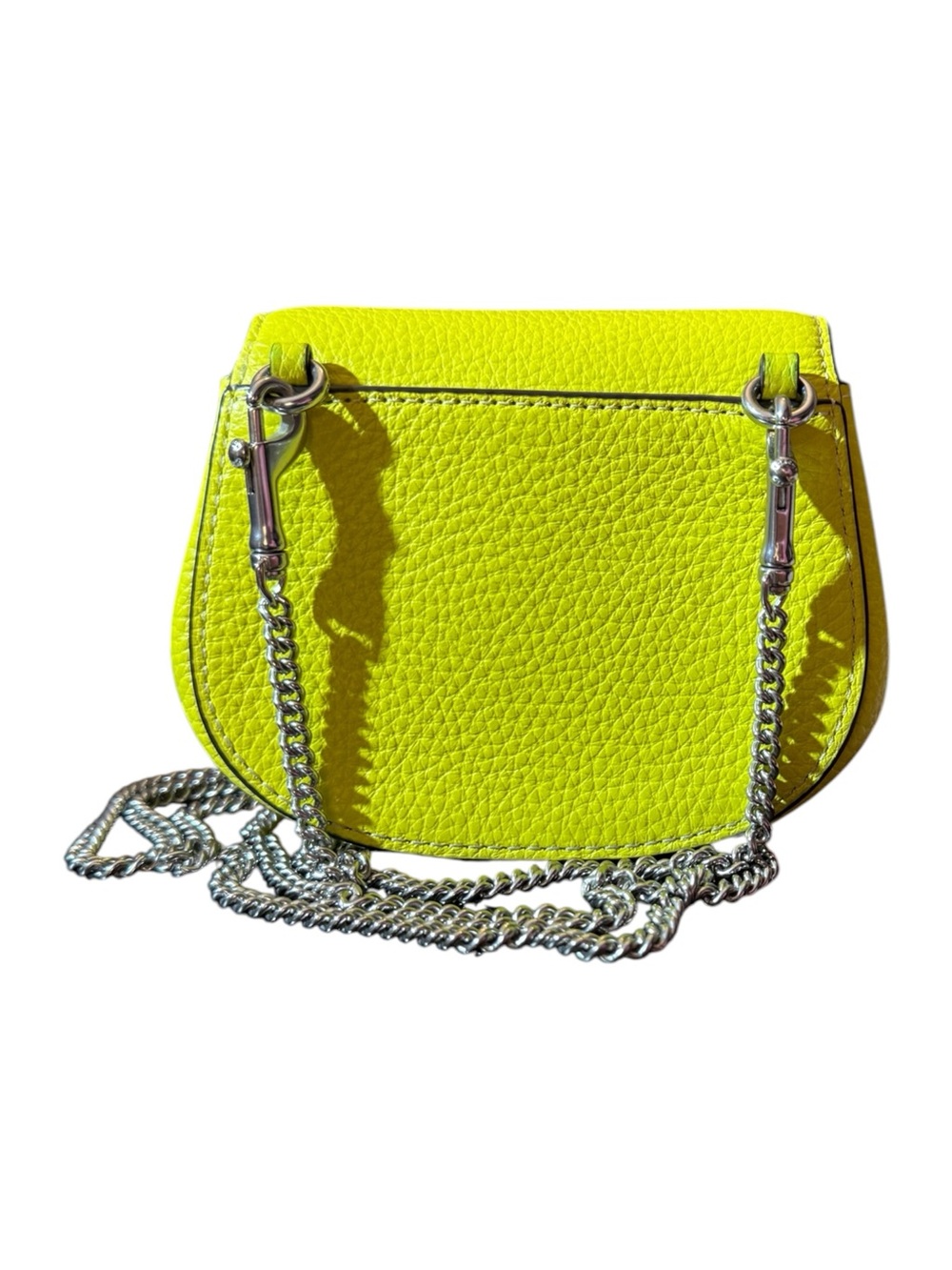 Coach Mini Pebbled Leather Crossbody in Bright Yellow w/Silver Hardware, Rare! - Picture 9 of 12